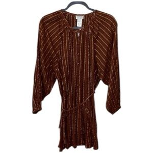 l*space Vida Coffee Brown With Gold Metallic Stripes Swim Coverup Size S